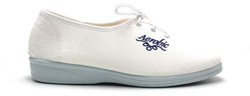 ALCALDE - Zapatilla cerrada blanca clásica de casa con cuña, cordones y suela de goma, para: Mujer color: BLANCO talla:37