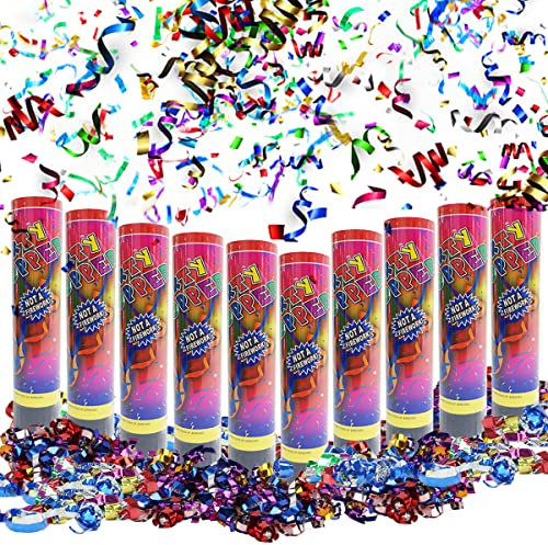 Konfetti Shooter*10,Taozoey Konfettikanone Bunt,Party Kanonen,Konfettikanonen Set,Confetti Kanone, Party Popper, für Geburtstage, Karneval, Heiratsanträge(20cm)