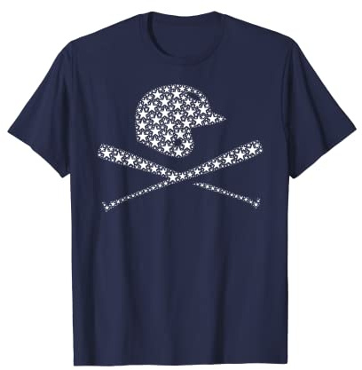 July 4th USA American Flag Stars - Helmet Bat Baseball T-Shirt for Women Kids Men