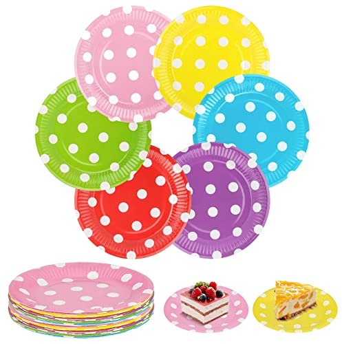 Coloridas Desechables Placas Papel, 36 Pcs Bandeja De Papel Sólido, 7 Pulgadas Platos De Papel Redonda, Platos De Papel Ecológicos, Platos De Bricolaje Para Fiestas CumpleañOs Reuniones Camping Picnic