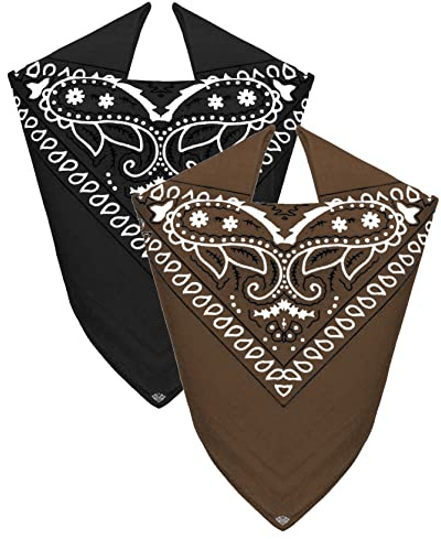 Van Der Rich ® - 2 piezas Bandanas 100% Algodón para Hombres Mujeres (Negro-Chocolate, TU)