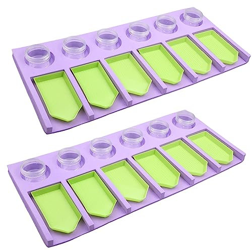 Doafoce 2 Stück Diamond Painting Zubehör Tray Organizer mit 12 Tabletts und Vorratsbehälter Diamant Malerei Zubehör Organizer Kits 6 Fächer Diamond Painting Organizer für DIY-Malerei, Handwerk