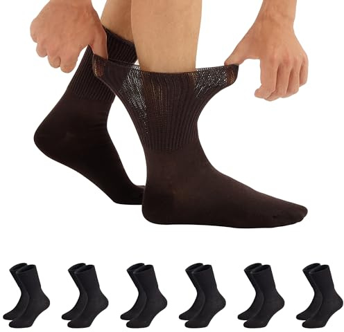 CALZITALY, PACK 3/6 PAIA Calze Senza Bordo Elastico, Calze Sanitarie Unisex, Calzini per Diabetici in Cotone | Nero, Bianco, Naturale | Made in Italy (6 Paia - Nero, 43-46)