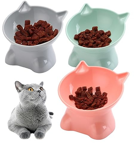 Qixuer 3 Pcs Gamelles Pour Chats En Plastique, Civière De Chaussure Antidérapant Bol d'Alimentation Pour Chat Gamelle Pour Animaux De Compagnie Gamelles Pour Chats En Plastique Set
