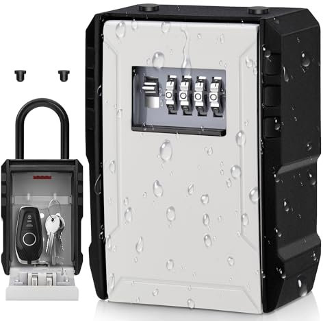 NEWIROVE Cassaforte per Chiavi Grande Cassetta Chiavi con Gancio Cassetta Sicurezza Chiavi Impermeabile Cassaforte Chiavi Esterno per Casa, Scuola, Casa in Affitto,Grigio
