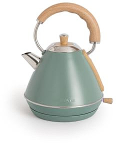 CREATE/KETTLE RETRO M/Hervidor de agua eléctrico verde sage/Ebullición rápida, capacidad 1l, apagado automático, filtrado anti-cal, autoapagado, indicador de nivel de agua, Ø17,2 cm, 1200 W