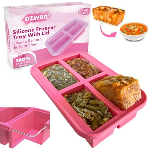 Ozwen Grande vassoio in silicone per cubetti di ghiaccio con coperchio, facile preparazione dei pasti grazie al contenitore per cubetti di cibo, stamp