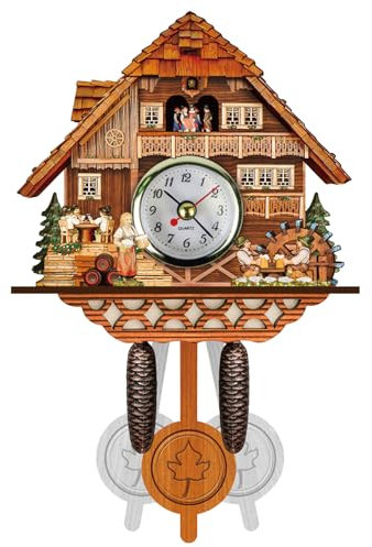 NCONCO Orologio a cucù in legno Coo Coo con pendolo Sveglia Decorazione Vintage Orologio da Parete in Legno per Soggiorno Camera da Letto Cafe Ristorante Hotel
