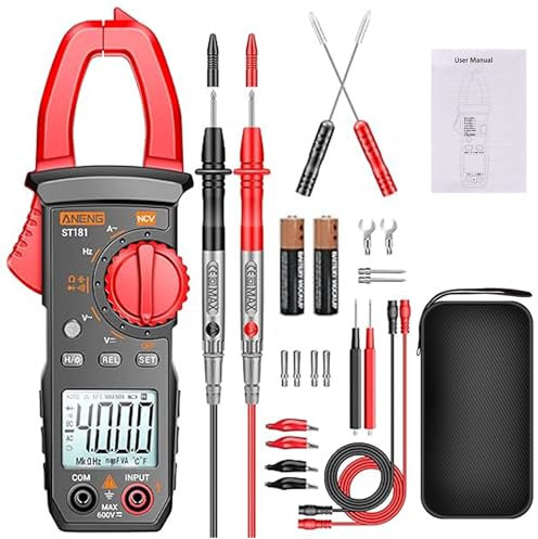 Pince ampèremètre numérique AC DC Multimètre : True-RMS 4000 points Pince ampèremètre avec sélection automatique de plage pour mesurer la tension AC/DC Courant Résistance Capacité de passage Détection