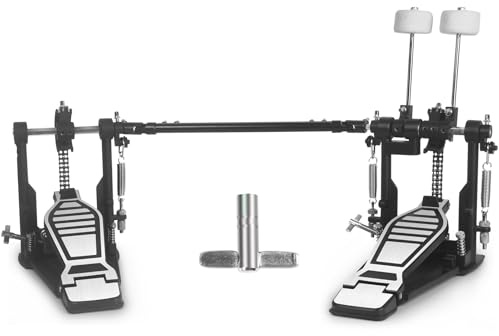 Seteol Double Kick Bass Drum Pedal, Heavy-Duty Double Kick Pedal with Twin Chain Drive Percussion Hardware & 4-Sided Beater Heads | Electric Drum Set Double Bass Pedal for Pro Drummers (Double Pedal)