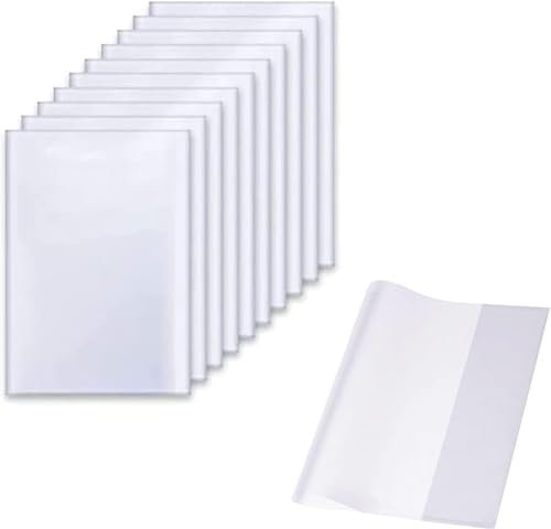 Buchumschlag 16K 10 Stück Transparent, 19.5x 26cm Bucheinschlagfolie Einstellbar Buchschoner, Verdickte Wiederverwendbare und verstellbare Buchumschläge aus Kunststoff für das Home Office der Schule