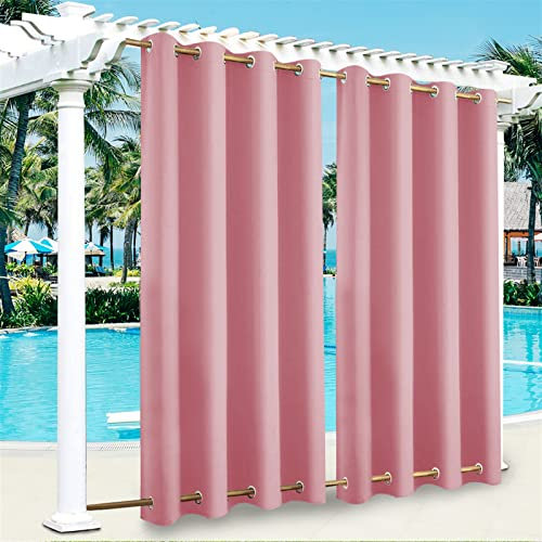 Cortina impermeable para exteriores para pérgola de patio, panel de sombra con ojales con aislamiento térmico para jardines y pabellones, rosa, 132 x 244 cm, solución de privacidad perfecta