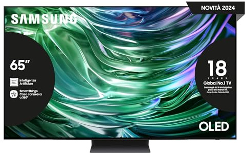 Samsung OLED TV 65 QE65S90DAEXZT, OLED HDR+, Upscaling AI 4K, Processore NQ4 AI GEN2, Motion Xcelerator 144Hz, Design LaserSLim, DVBT-2, Q-Symphony & Dolby Atmos, Black 2024 (Ricondizionato)