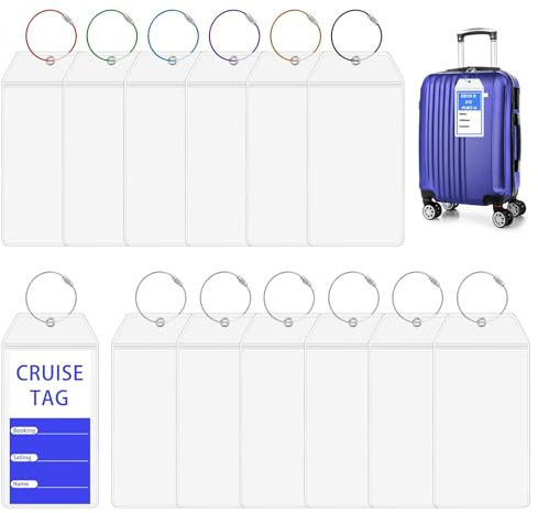 VGECEE 12 Etiquetas para Maletas de Viaje Transparentes PVC 18,6x9cm Funda para Etiquetas Maletas Crucero Identificador Etiquetas Viaje Personalizado Identificadoras para Viajero Crucero Avion