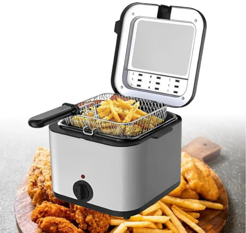 Electric Deep Fryer with Temperature Control, Removable Basket & Safety Features for Home Cooking