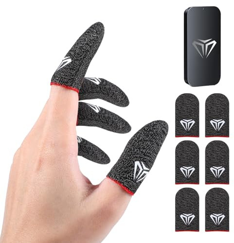 Qianyu 6 Stück Gaming Finger Sleeves Atmungsaktive Gaming Fingerhüllen Schweißfeste Game Daumenhülle Besonders Bequeme stabile Perfekter Touchscreen Glide Geeignet für alle Spiele
