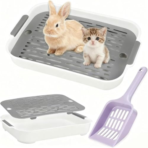 Toilette per conigli con pala, vassoio per conigli, lettiera per conigli, grande angolo per piccoli animali, conigli, porcellini d'India, gatti piccoli