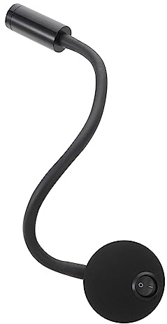 GRIRIW Lámpara De Pared Led De 3w Con Cuello Cisne Flexible, Color Negro, Cuerpo Cilíndrico De Aluminio, Para Dormitorio y Mesita De Noche, Decoración Ligera