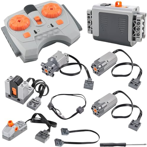 guobinZH 9 Pezzi Power-Function Technic-Parts Kit Motore Elettrico Giocattolo con Motore Telecomando M L Servomotore Scatola Batteria Estensione Wire Interruttore per Modelli DIY e Treni