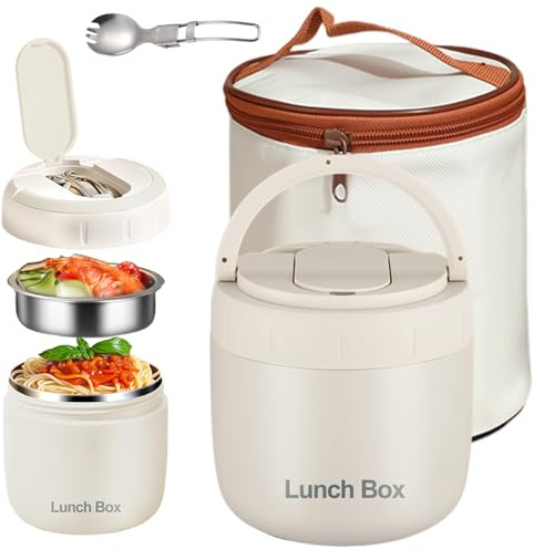 Dwitkul Thermos per Alimenti 1300 ml Contenitore Termico per Alimenti con Cucchiaio e Borsa Termica, Contenitore Termico per il Pranzo, Porridge, Zuppe