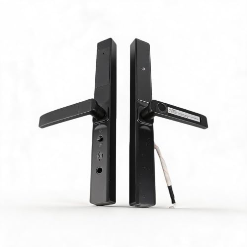 Cryfokt Cerradura Inteligente para Exteriores, Huella Digital, Contraseña, Tarjeta, Llave, WiFi, Cerradura con Cerrojo para Seguridad de Puerta Principal, con de Alerta, Control de (BLACK)