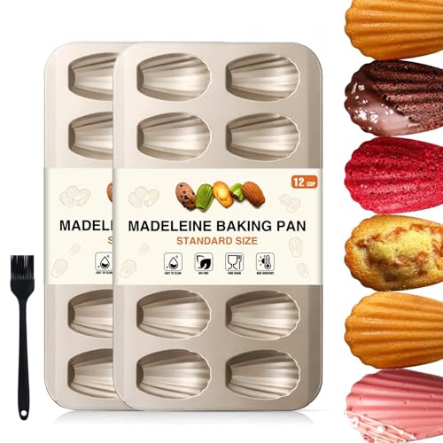 OAMCEG Madeleines Backform 2 Stück, 12 Mulden Madeleine Form (Gold)