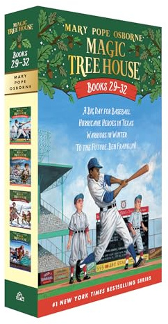Magic Tree House Books 29-32 Boxed Set: A Big Day for Baseball; Hurricane Heroes in Texas; Warriors in Winter; To the Future, Ben Franklin!