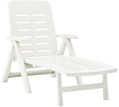 Mokuyary Chaise Longue Pliable Plastique Blanc Balcon