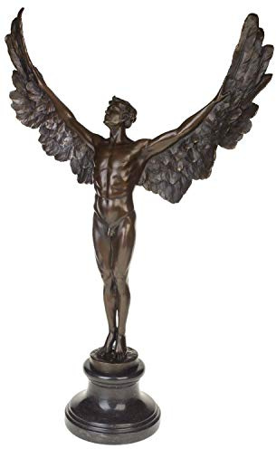 aubaho Scultura in Bronzo Ikarus Icaro Ala Angelo Mitologia Figura Statue Stile Antico