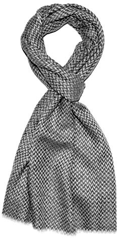 Lorenzo Cana 7859411 Sciarpa 100% cashmere, leggera, in fibra naturale, motivo a spina di pesce, da uomo, colore grigio