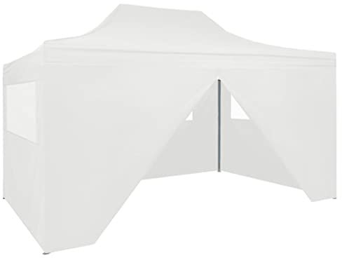 vidaXL Partyzelt Faltbar mit 4 Seitenwänden Pavillon Festzelt Gartenpavillon Bierzelt Faltpavillon Faltzelt Gartenzelt Garten 3x4,5m Weiß