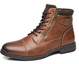 IVACHY Mens Smart Business Work Office Ankle Boots Zip Lace-up Dress Shoes (7.5 UK, 88TAN, numeric_7_point_5)
