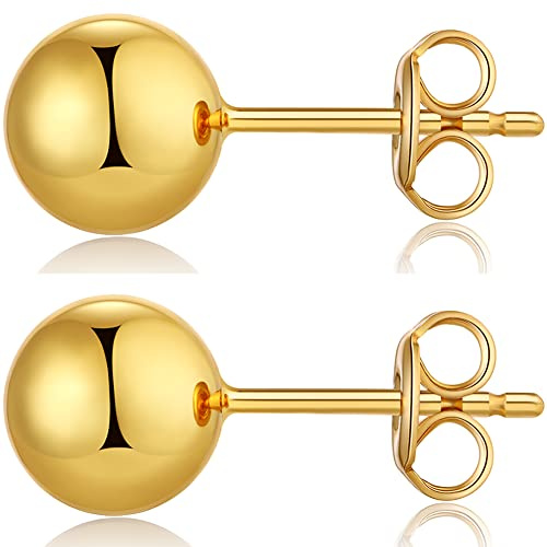 Pendientes bola oro para mujer 925 plata esterlina hombre bolas Pendiente 8mm