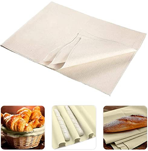 2 Stück Bäckerleinen zur Teigzubereitung, Leinentuch zum Brot Backen Teigtuch aus 100% Naturleinen, Premium Brot Backen Zubehör für Fermentieren - Enthalten [77x45cm], [45x36cm]