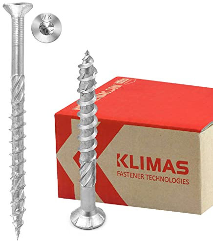 KLIMAS Viti per legno - Torx set - Testa Svasata Piana - Viti multiuso - viti legno - Viti autofilettanti per legno - Bianco Zinco viti per legno torx - set viti da 4,5x80 mm 250 pezzi