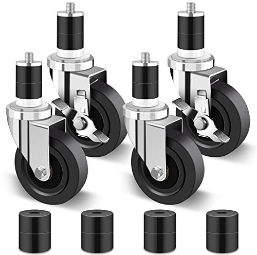 Nefish 10 cm prep bord hjul hjul, kraftiga hjul 140 kg, expanderande stjälk möbelset med 4 passar både 1-1/2 tum och 1-5/8 tum benrörsadaptrar för arbetsbord i rostfritt stål, köksbord