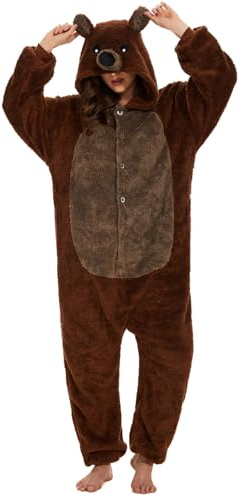 Xinlong Pijamas Cosplay Oso Traje Disfraces Unisexo Adulto Animal Ropa de Dormir para Halloween Fiesta Carnaval Halloween Navidad