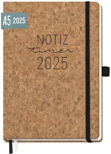 Häfft® Wochen-Notiz-Kalender 2025 A5 Kork Buchkalender, Terminplaner Notiz-Timer, Wochenkalender, Organizer, Terminkalender mit Einstecktasche - nachhaltig & klimafreundlich