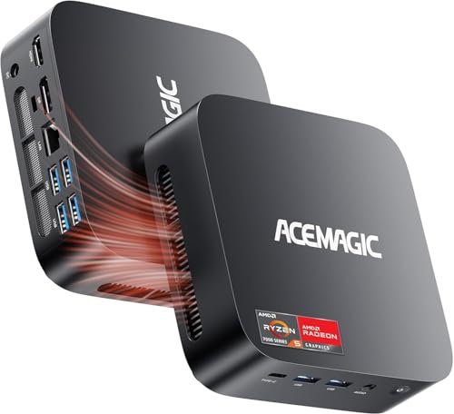 ACEMAGICIAN Mini PC AMD Ryzen 7 5700U, Dual Channel Mini Gaming PC 16GB DDR4 512GB SSD, Mini Computers Micro Desktop PC Support Windows 11/4K Triple Display/WiFi6/BT5.2/Gaming/Office/Home