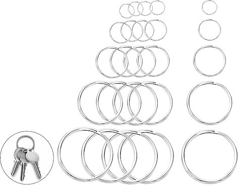 Schlusselringen, Schlüsselring, Runde Schlüsselringe, Schlüsselring Edelstahl, Schlüsselringe Klein, Split Ringe Für Schlüsselbund Schmuck Bastelarbeiten, Silber(25Stück12/15/20/25/30mm)