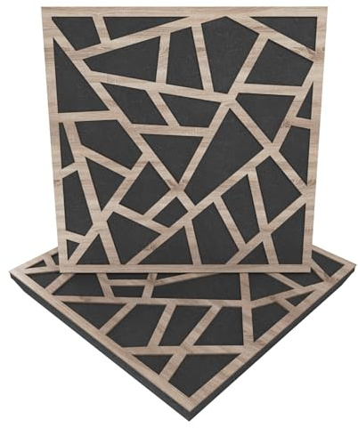 Ljudabsorberande och diffuserande akustikpanel, 50 x 50 x 5 cm, absorption, diffusion, reflektion, ljudisolering, isolering, trä, perforerad, laminerad: (2 x SKYROSS, sonoma)