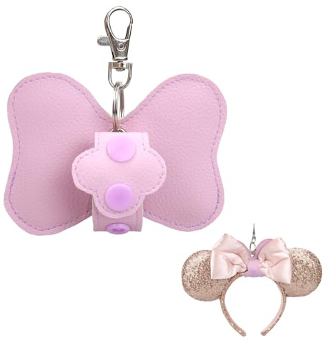 rainbowstar Set of 2 Mouse Ears Holders for Backpack, Headband, Strap, Keychain, Headband, Hanging Organizer, Pink, Small