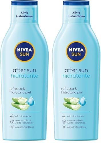 NIVEA SUN After Sun Loción Hidratante (1 x 400 ml), loción calmante para el cuidado de la piel tras la exposición al sol, cuidado solar con aloe vera (Paquete de 2)