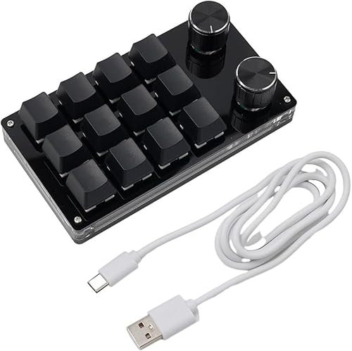 Teclados para juegos de PC, teclado macro programable con una sola mano, teclado mecánico multifuncional programable de 12 teclas y 2 botones, para oficina, juegos, producción multimedia, computadora