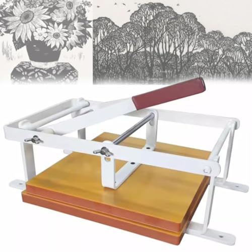12x12-tums Lino Block Tryckpress - Justerbar Höjd Handspaksmaskin för Boktryck, Träblock och Linosnitt - Perfekt för Tryckkonstintresserade