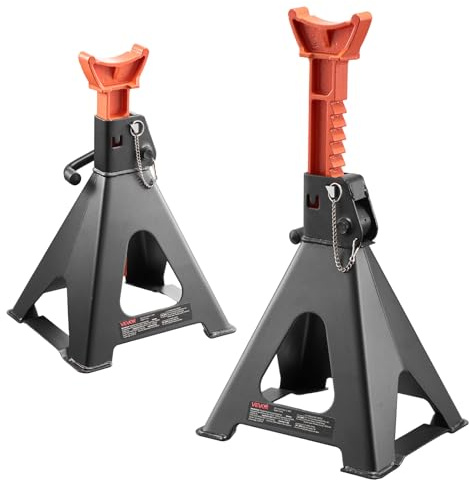 VEVOR Caballetes para Coches Capacidad de 6 t, Gatos Estabilizadores Altura Ajustable de 370-580 mm, de Acero Resistente con Doble Bloqueo para Levantar SUV, Camionetas, Automóviles, UTV/ATV, 1 Par