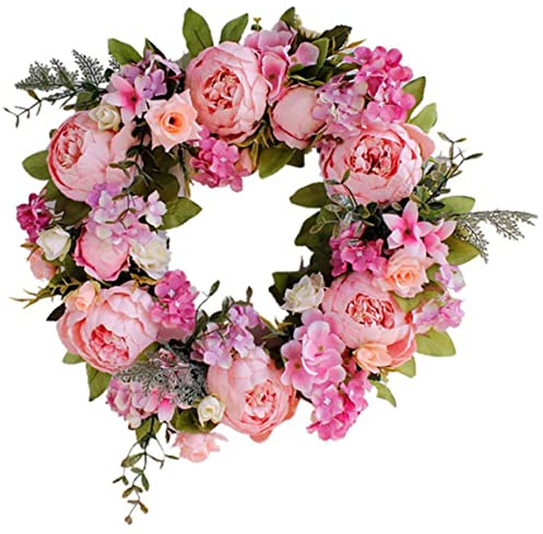 Lawnrden Ghirlanda di Seta|Porta Ghirlanda Decorazione Floreale in Seta di peonia Artificiale per la Festa di Nozze di casa, Porta d'ingresso