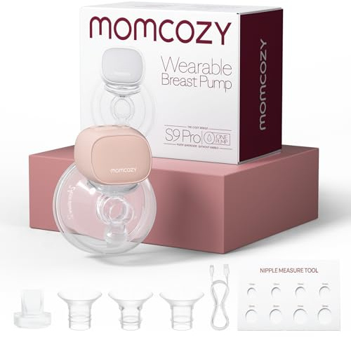 Momcozy S9 Pro Tiralatte Indossabile Elettrico a Mani Libere, Aspirazione fino a 285 mmHg, Display LED, 2 Modalità e 9 Livelli, Autonomia fino a 180 Min, Flangia 24 mm, 1 Pezzo,Rosso