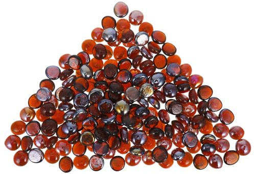 SILENRADAWN Grava de Vidrio para Fogatas 1 Kg, Piedras Decorativas para Chimenea y Fogón, Vidrio Plano Marrón 16-19 Mm, para Paisajismo Exterior y Decoración de Acuario