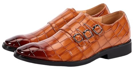 Hantverkade Lacklader Affärsloafers Vintage Dubbel Monk-strap Klädkor For Män Bröllop Och Avslappnade Tillfällen